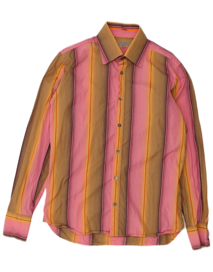 Ted Baker Herrenhemd, Größe 3, mittelgroß, mehrfarbig, gestreift, Baumwolle