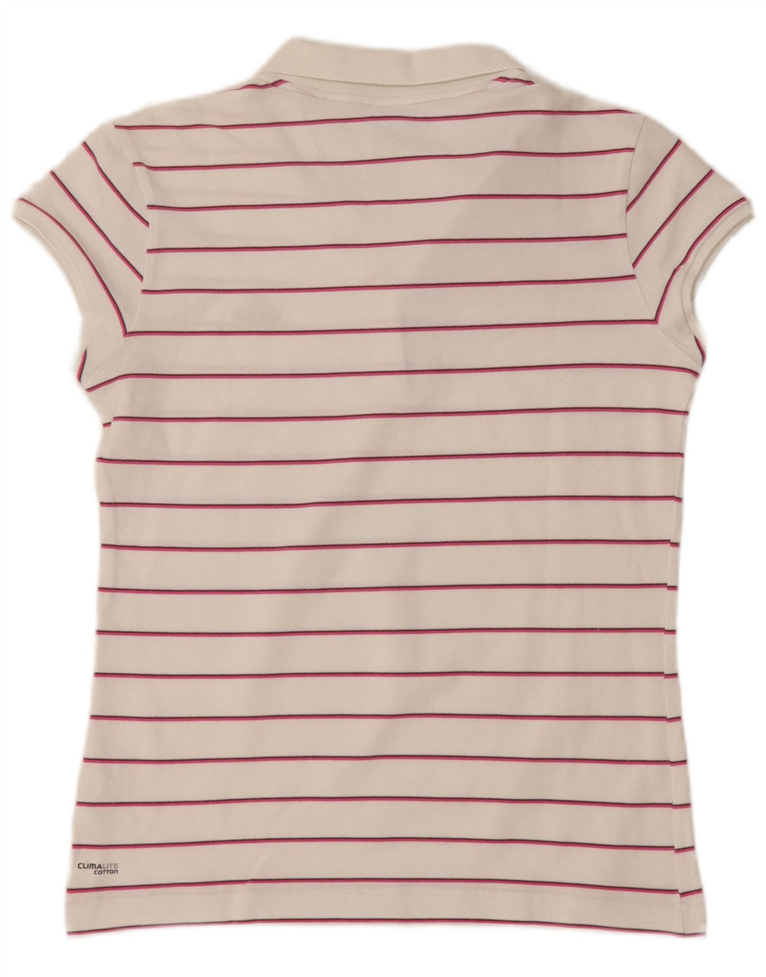 ADIDAS Damen Clima 365 Poloshirt UK 16 Große weiß gestreifte Baumwolle