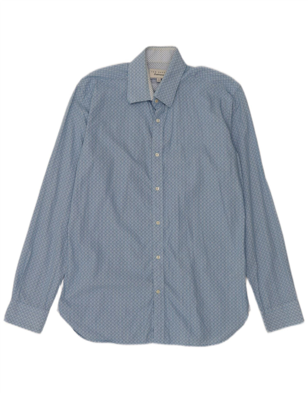 Ted Baker Herrenhemd, Größe 15 1/2, mittelblaue Baumwolle mit Blumenmuster