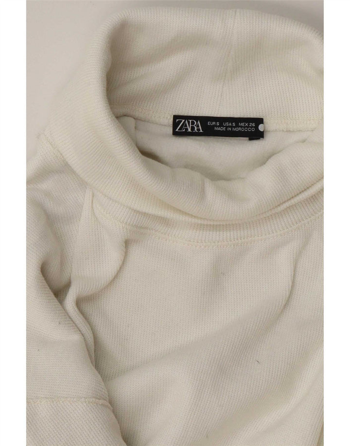 Zara Damen Crop Oversized Rollkragenpullover Pullover UK 10 Small Weiß