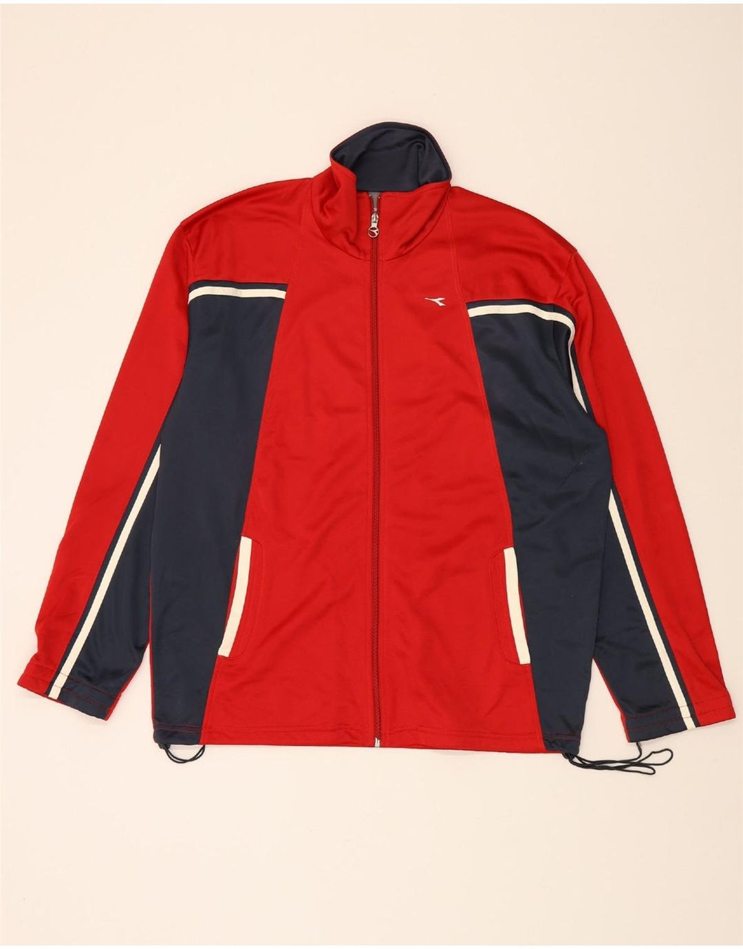 DIADORA Mens Tracksuit Top Jacket UK 44 XL Red Colourblock Polyester Vintage Diadora and Second-Hand Diadora from Messina Hembry 
