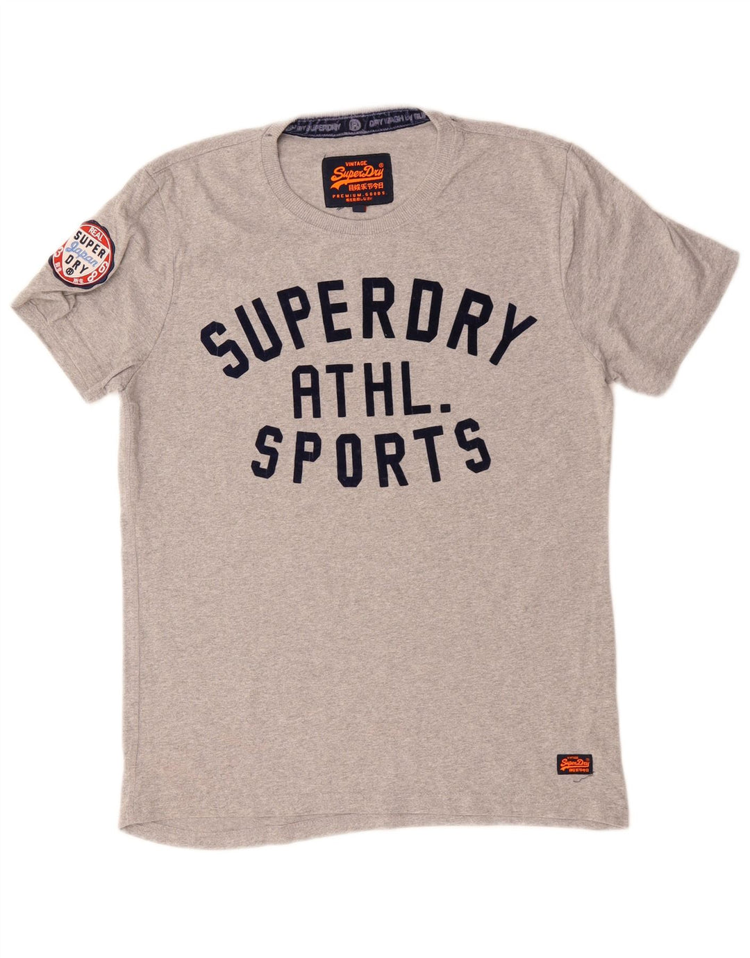 SUPERDRY Herren-T-Shirt mit Grafik, Größe L, aus grauer Baumwolle