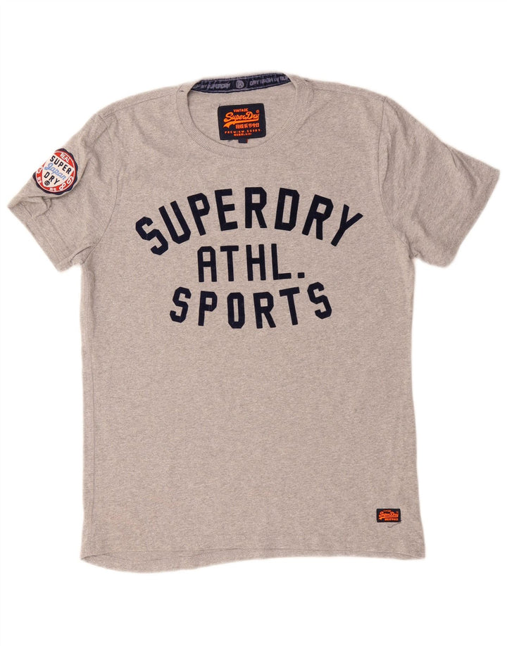 SUPERDRY Herren-T-Shirt mit Grafik, Größe L, aus grauer Baumwolle