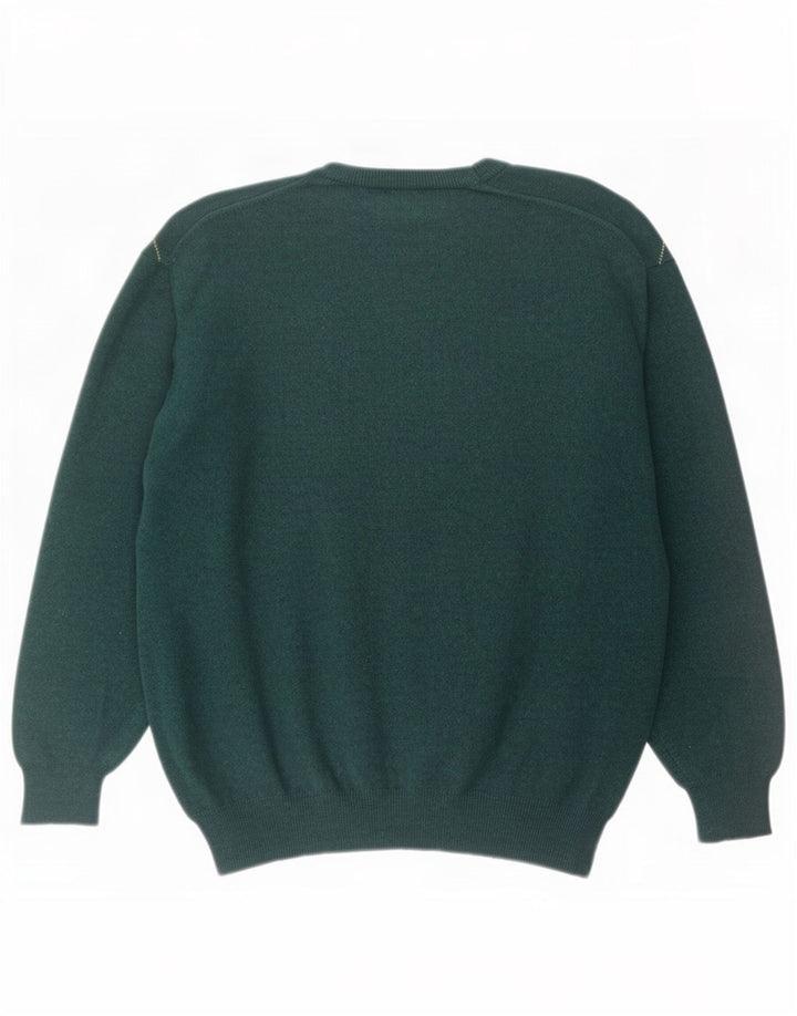 Vintage Herren-Pullover mit Rundhalsausschnitt, mittelgrün, Argyle/Diamant