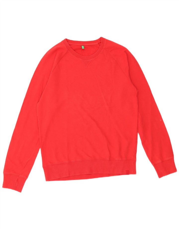Benetton Herren-Sweatshirt, Pullover, groß, aus roter Baumwolle