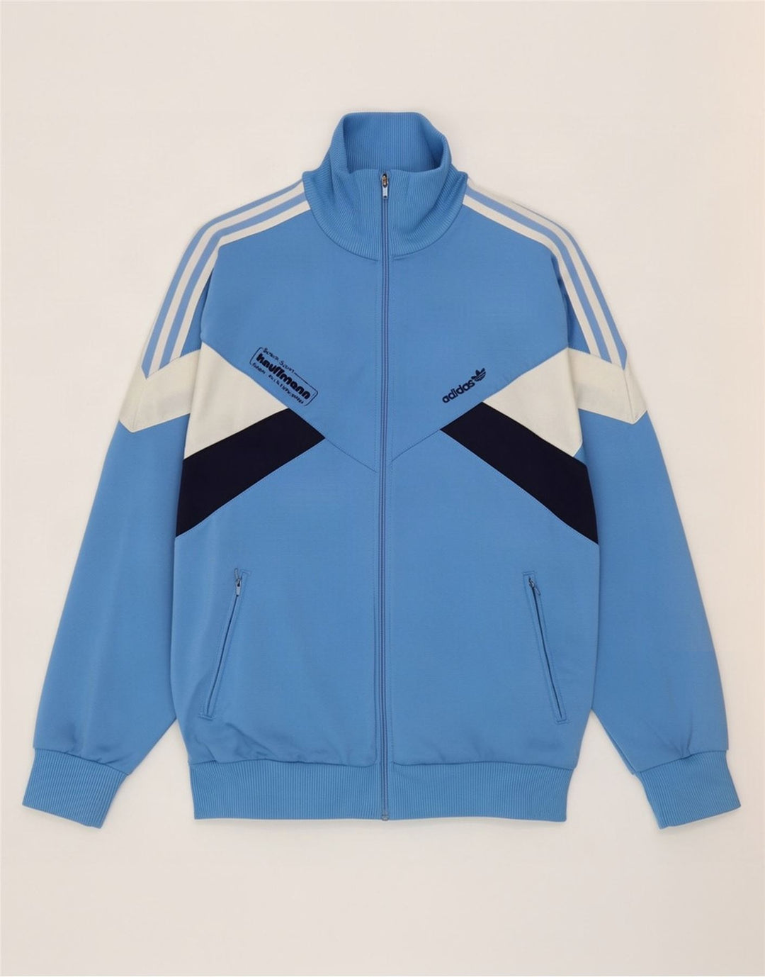 Adidas Herren-Trainingsanzug mit grafischem Oberteil, Mittelblaues Farbblock-Polyester