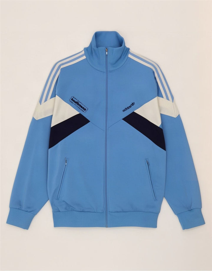 Adidas Herren-Trainingsanzug mit grafischem Oberteil, Mittelblaues Farbblock-Polyester