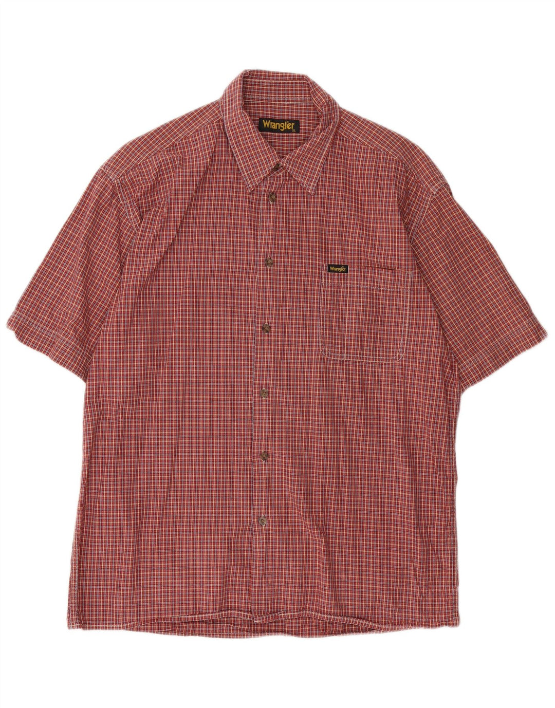 WRANGLER Herren-Kurzarmhemd XL, rot kariert, Baumwolle