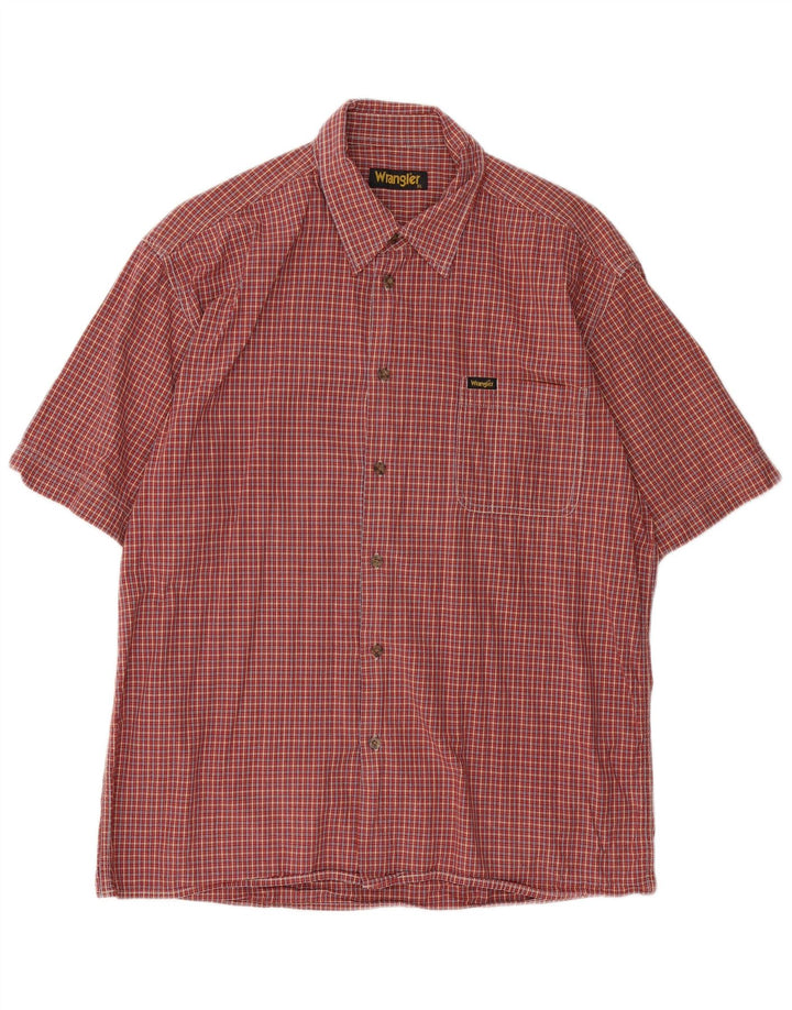 WRANGLER Herren-Kurzarmhemd XL, rot kariert, Baumwolle