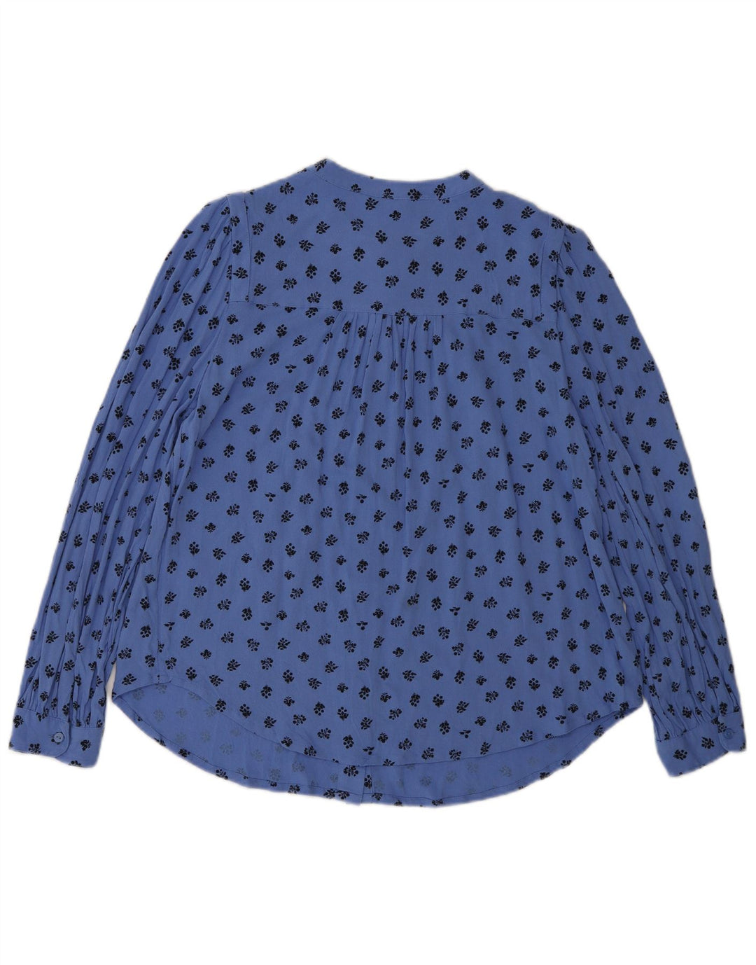 Marks & Spencer Damen-Hemdbluse, UK 10, kleine blaue Viskose mit Blumenmuster