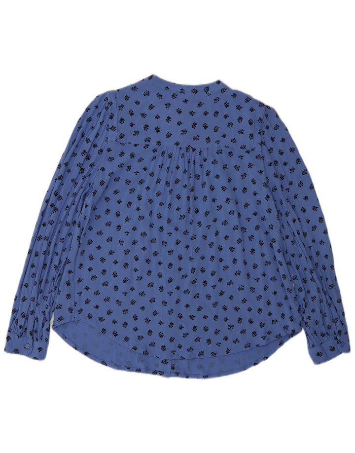 Marks & Spencer Damen-Hemdbluse, UK 10, kleine blaue Viskose mit Blumenmuster