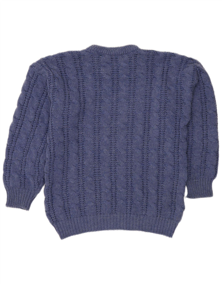 VINTAGE Mens Crew Neck Jumper Sweater Large Blue Acrylic