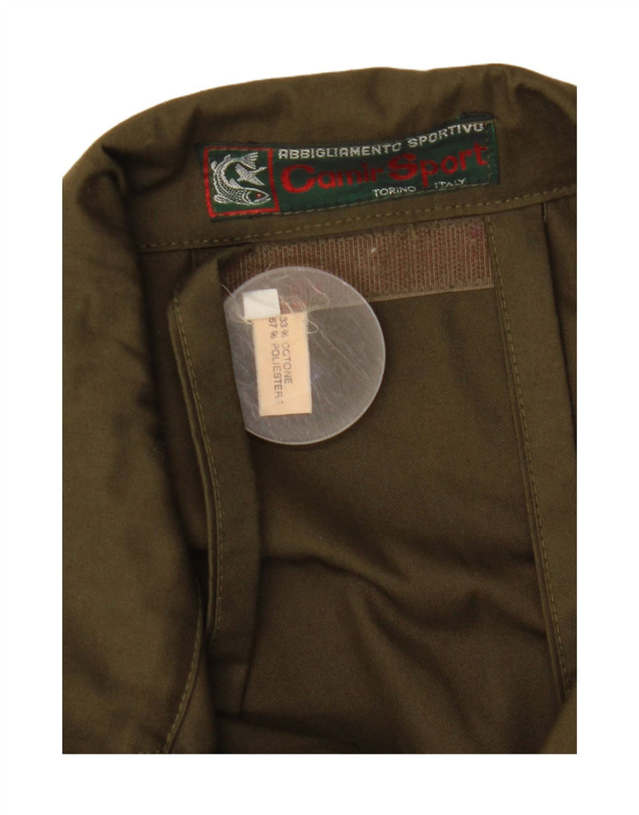 Vintage Herren Utility Jacke IT 56 3XL Khaki Polyester