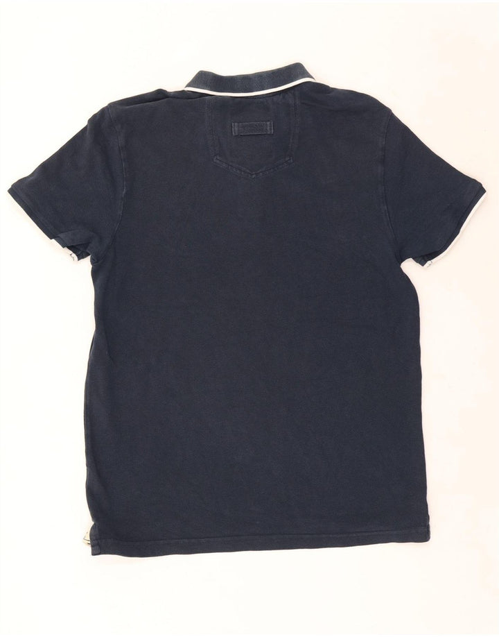 Fat Face Herren-Poloshirt aus mittelblauer Baumwolle in Marineblau