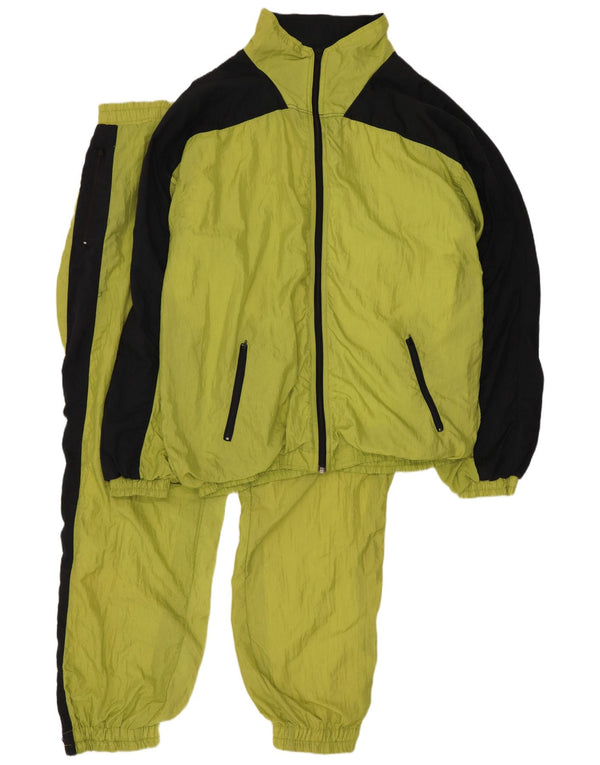 Vintage Herren-Trainingsanzug XL, gelbes Colourblock-Nylon