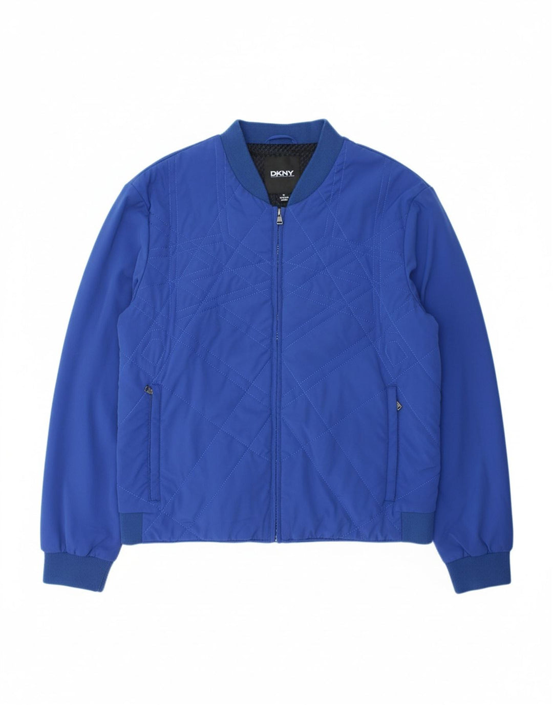 DKNY Mens Bomber Jacket UK 42 XL Blue Geometric