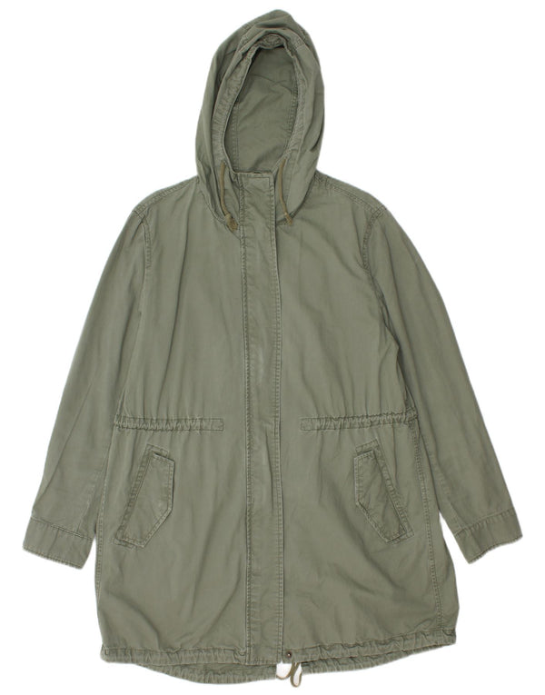 Benetton Damen Parka mit Kapuze, UK 16, Größe L, Khaki, Baumwolle