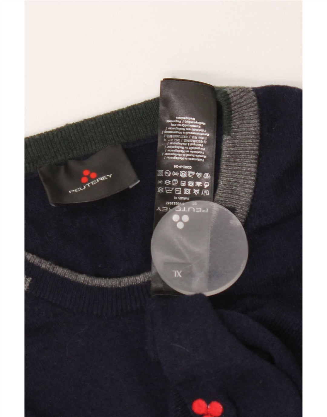 PEUTEREY Herren-Pullover mit Rundhalsausschnitt, XL, Marineblau, Colourblock-Wolle