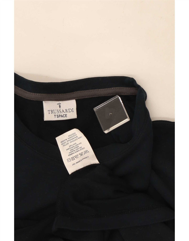 Trussardi Herren-Oberteil, langärmelig, groß, marineblau, gestreift, Baumwolle