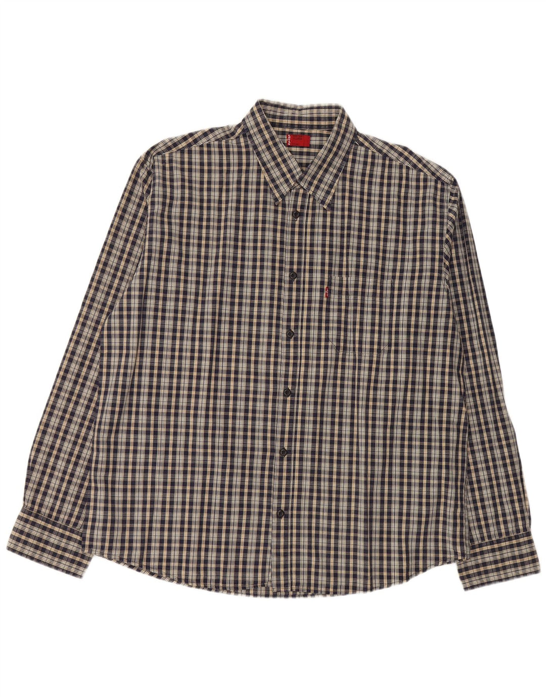 LEVI'S Herrenhemd XL Marineblau kariert Polyester