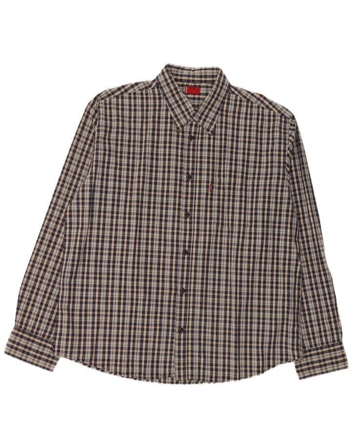 LEVI'S Herrenhemd XL Marineblau kariert Polyester