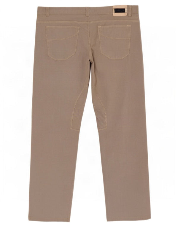 SIVIGLIA Herren Straight Riding Freizeithose W40 L30 Graue Nadelstreifen-Baumwolle