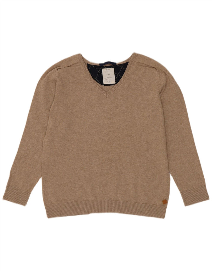 Zara Jungen-Pullover mit V-Ausschnitt, 9–10 Jahre, Beige