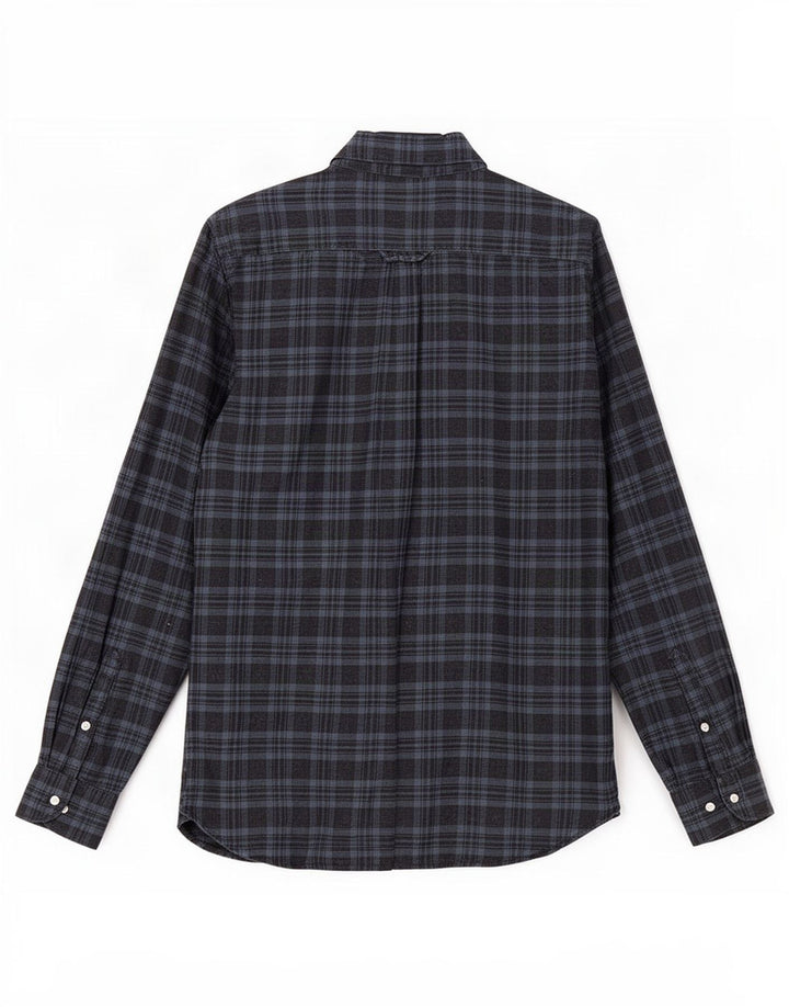 Superdry Herren-Flanellhemd, mittelblau, kariert, Baumwolle
