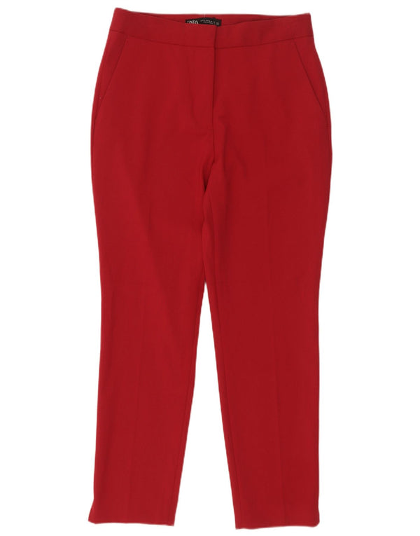 Zara Damen Slim Chino Hose EU 36 XS W26 L26 Rot Polyester