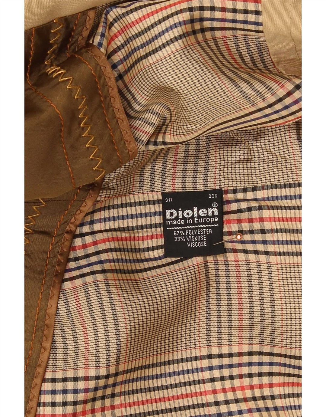 Diolen Herren-Trenchcoat mit Kapuze, UK 36, Größe S, beige, Polyester, klassisch