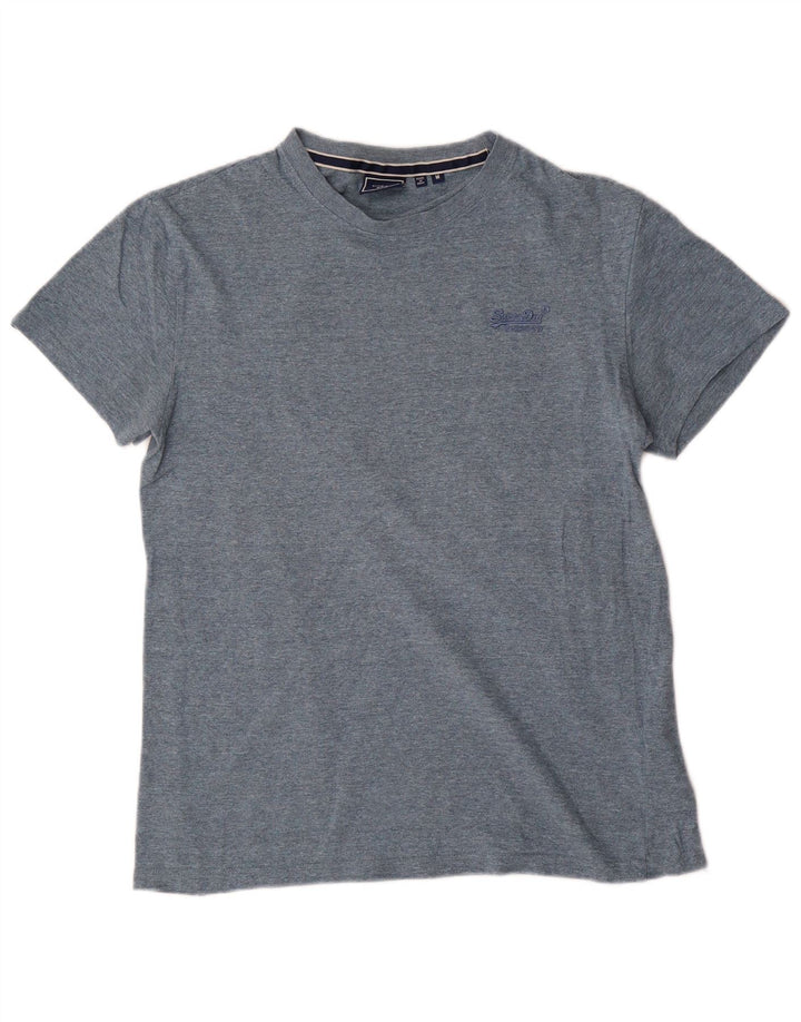 Superdry Herren T-Shirt-Oberteil aus mittelblau gefleckter Baumwolle