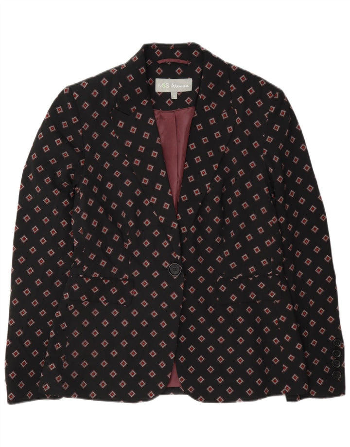 Marks & Spencer Damen-Blazer mit 1 Knopf, Gr. 10, Größe S, Schwarz, geometrisch