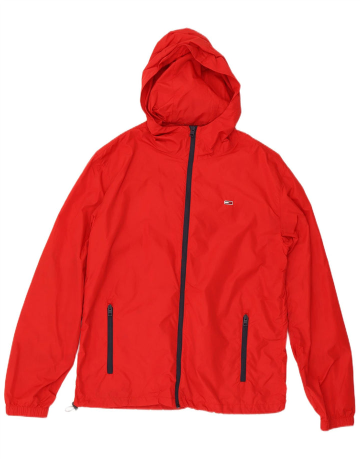 Tommy Hilfiger Herren-Regenjacke mit Kapuze, UK 38, mittelrot, Polyamid