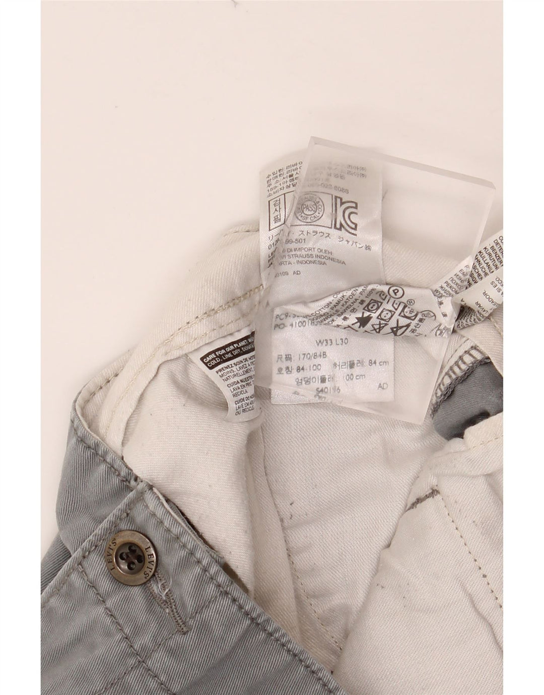 LEVI'S Herren gerade Chinohose W33 L30 graue Baumwolle