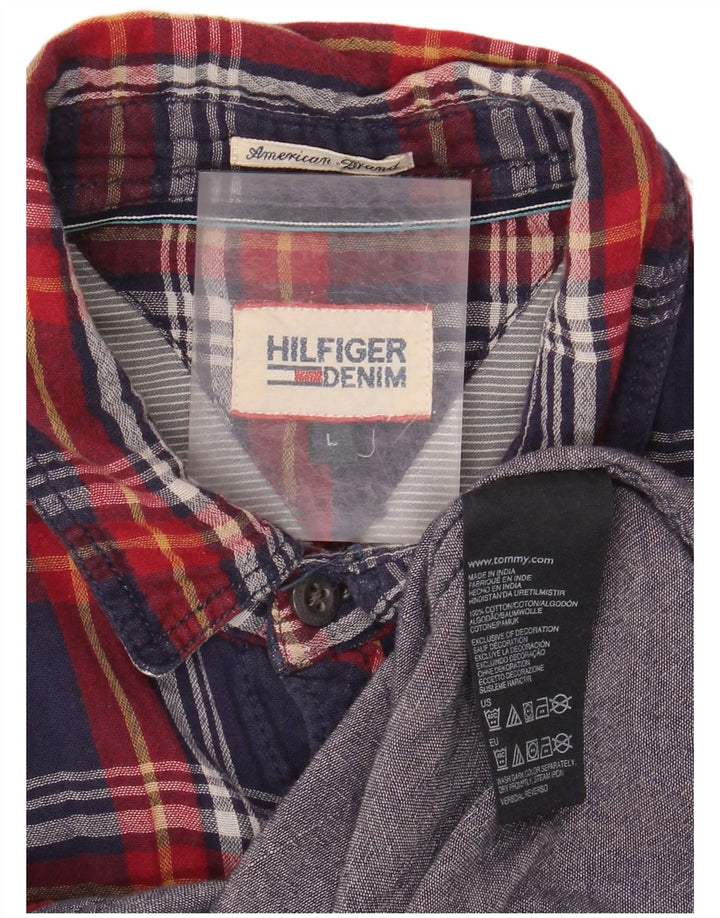 TOMMY HILFIGER Herren-Flanellhemd, groß, marineblau, kariert, Baumwolle