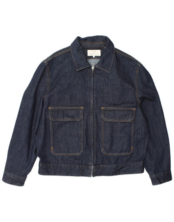 Zara Herren Jeansjacke UK 42 XL Marineblau Polyester
