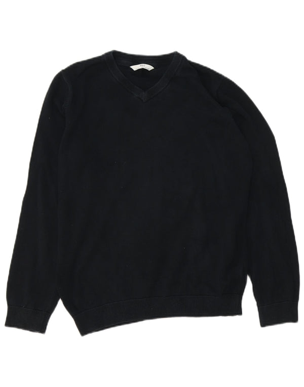 Marks & Spencer Jungen-Pullover mit V-Ausschnitt, 13–14 Jahre, schwarze Baumwolle