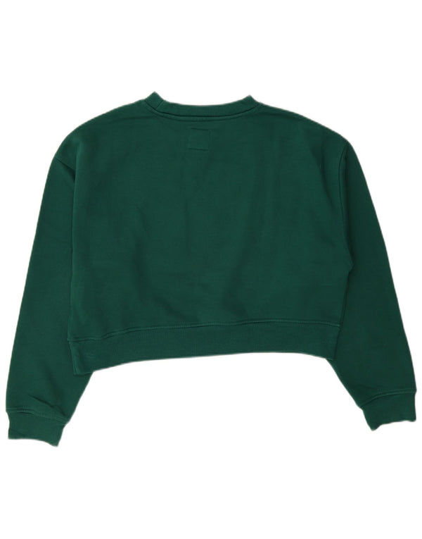 Zara Mädchen Graphic Crop Sweatshirt Pullover 13–14 Jahre, grüne Baumwolle