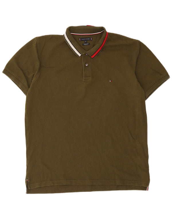Tommy Hilfiger Herren-Poloshirt mit normaler Passform, 2XL, Khaki, Baumwolle