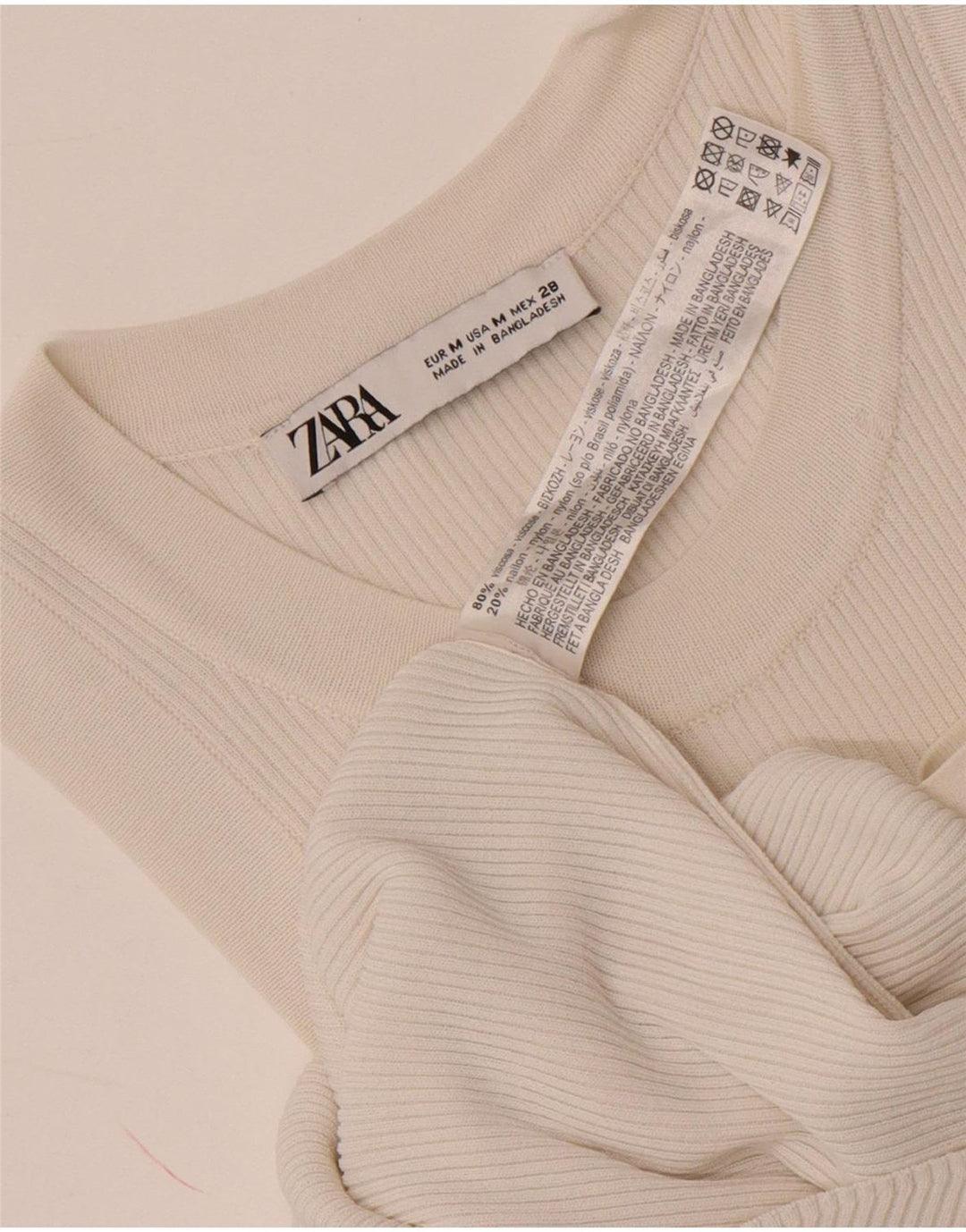 Zara Damen Weste Top UK 12 Mittelweiße Viskose