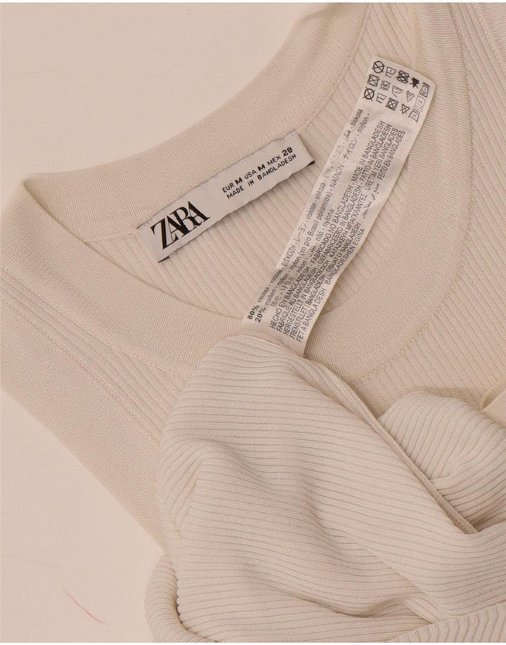Zara Damen Weste Top UK 12 Mittelweiße Viskose