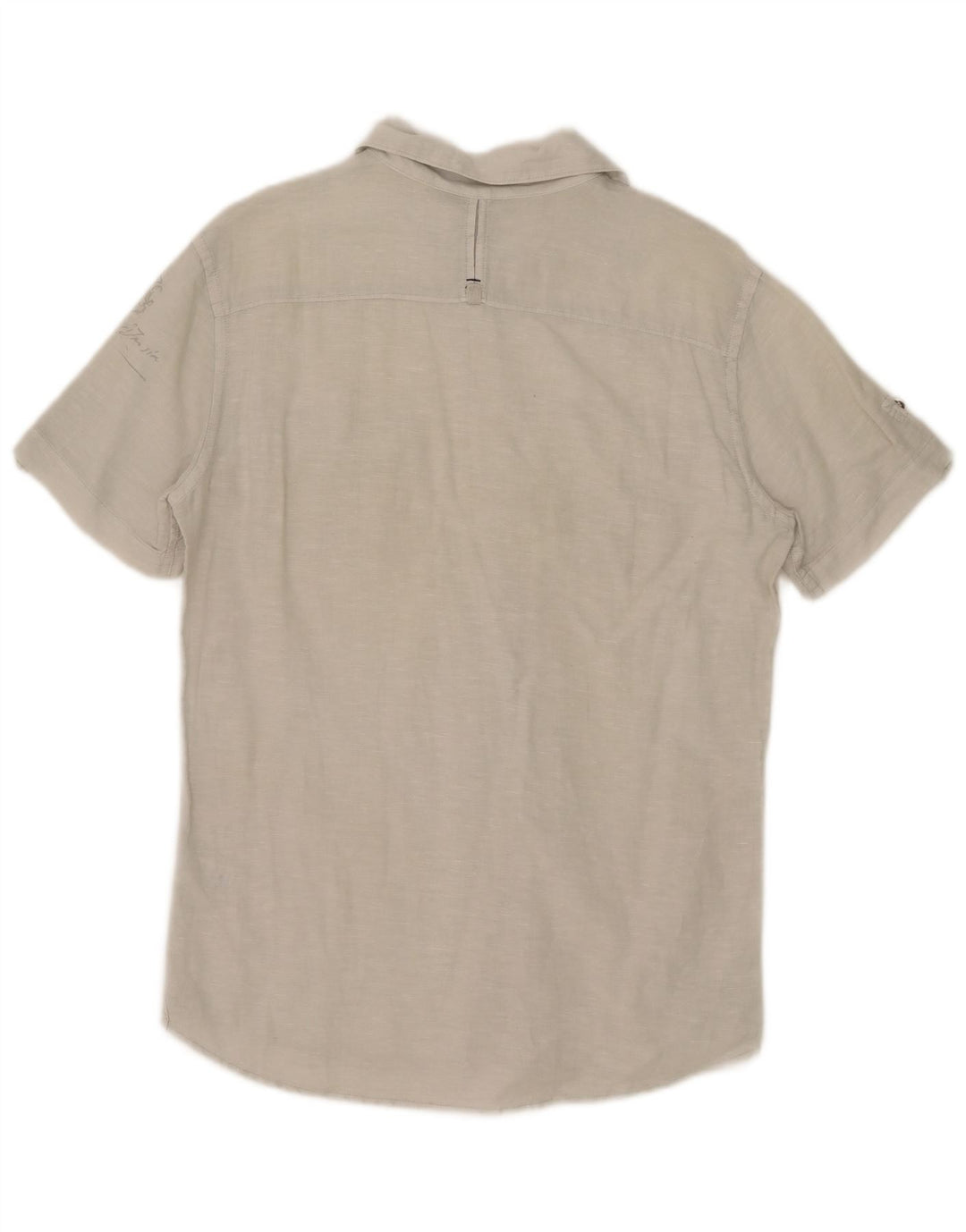 Gas Herren Kurzarmhemd Mittelbeige Leinen