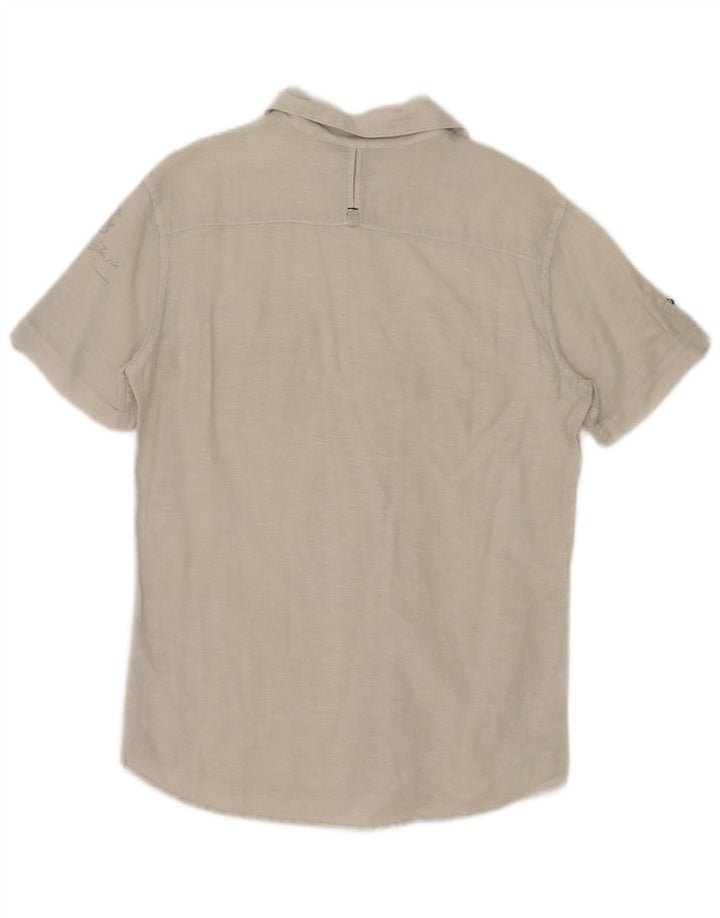 Gas Herren Kurzarmhemd Mittelbeige Leinen