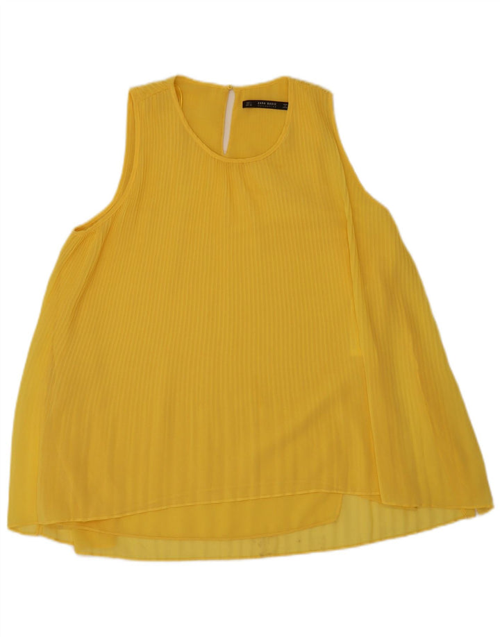 Ärmelloses Damen-Blusenoberteil von Zara, UK-Größe 46, Größe L, gelb, Polyester