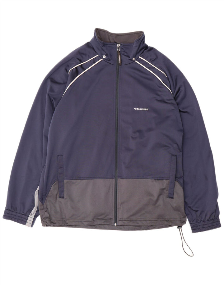 DIADORA Herren-Trainingsanzug-Top-Jacke, UK 40, mittleres Marineblau, Farbblock