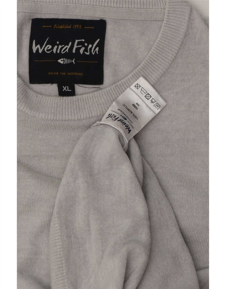 Weird Fish Herren-Pullover mit Rundhalsausschnitt, XL, grau geflecktes Acryl