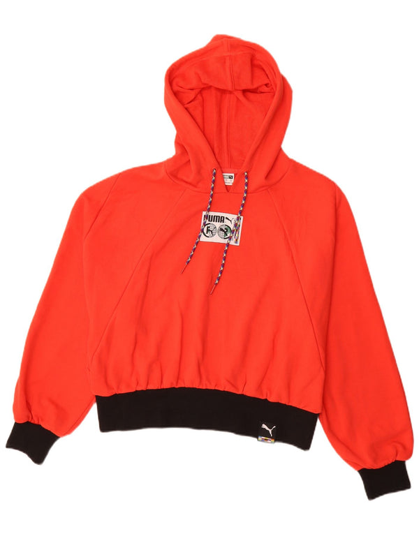 Puma Womens Graphic Oversized Hoodie Pullover UK 10 Small Rot Farbblock