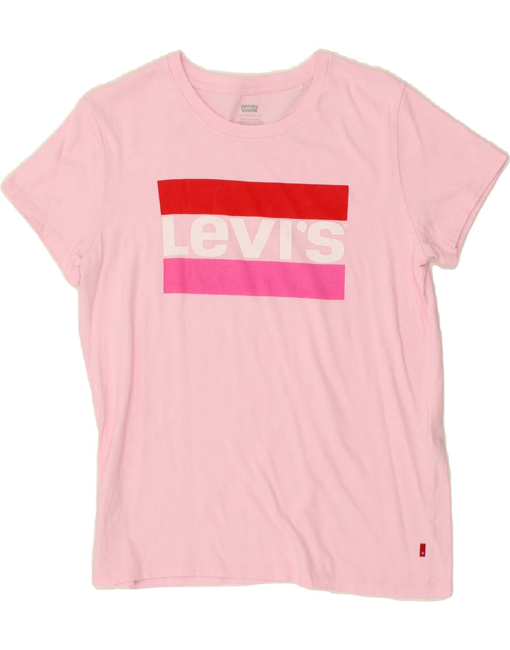 LEVI'S Womens Graphic T-Shirt Top UK 10 Small Pink Vintage Levi's and Second-Hand Levi's from Messina Hembry 