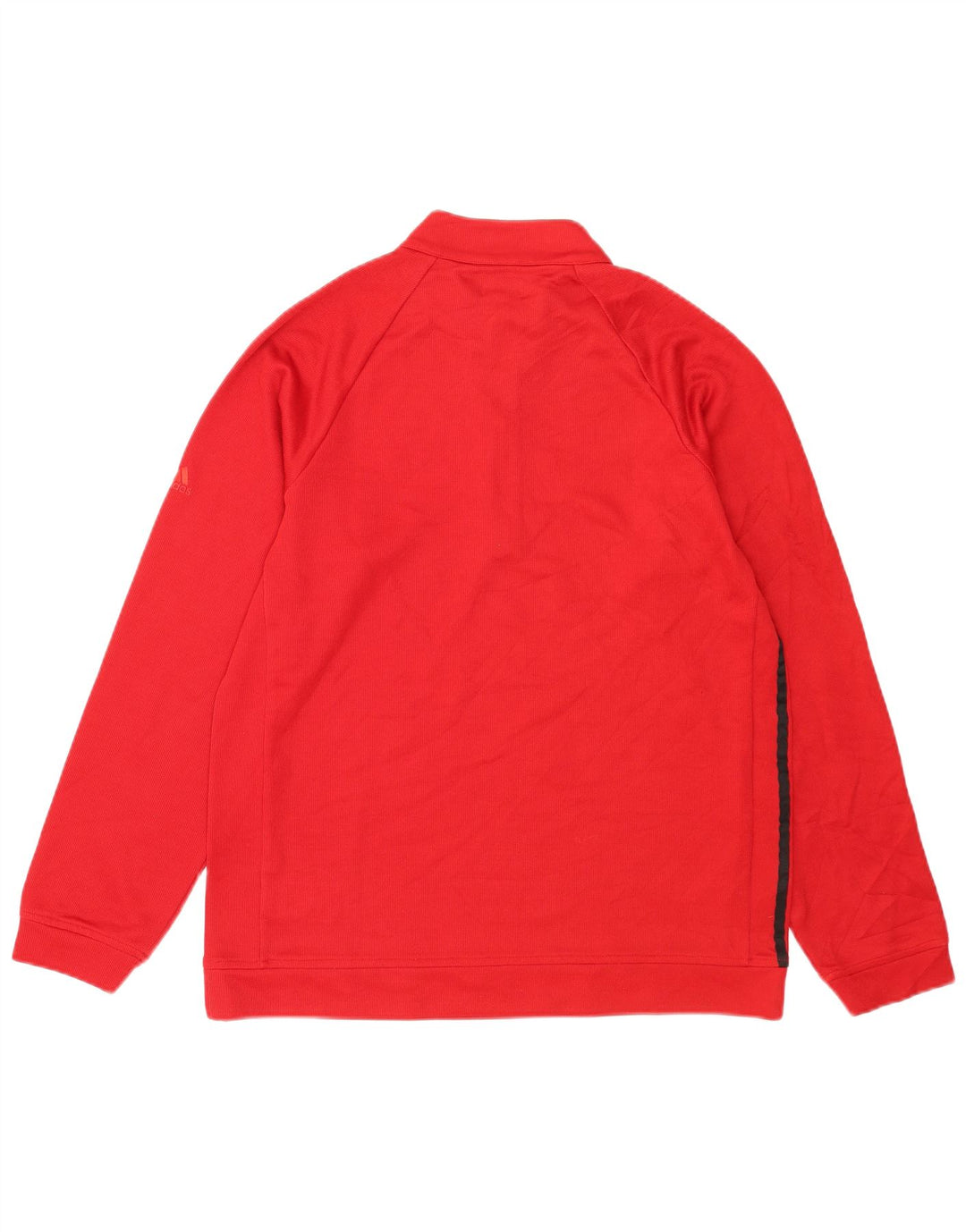 Adidas Herren-Sweatshirt mit Reißverschluss am Hals, Mittelrotes Polyester