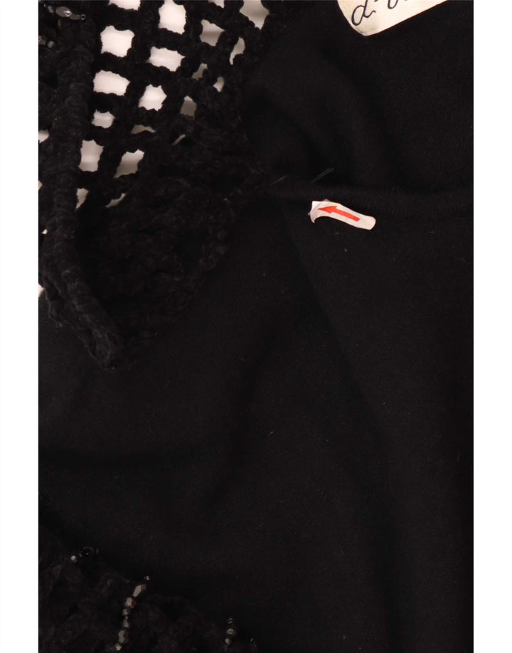 Di Bari Damen Übergroßer Longline-Cardigan mit Kapuze, EU 40, Mittelschwarz
